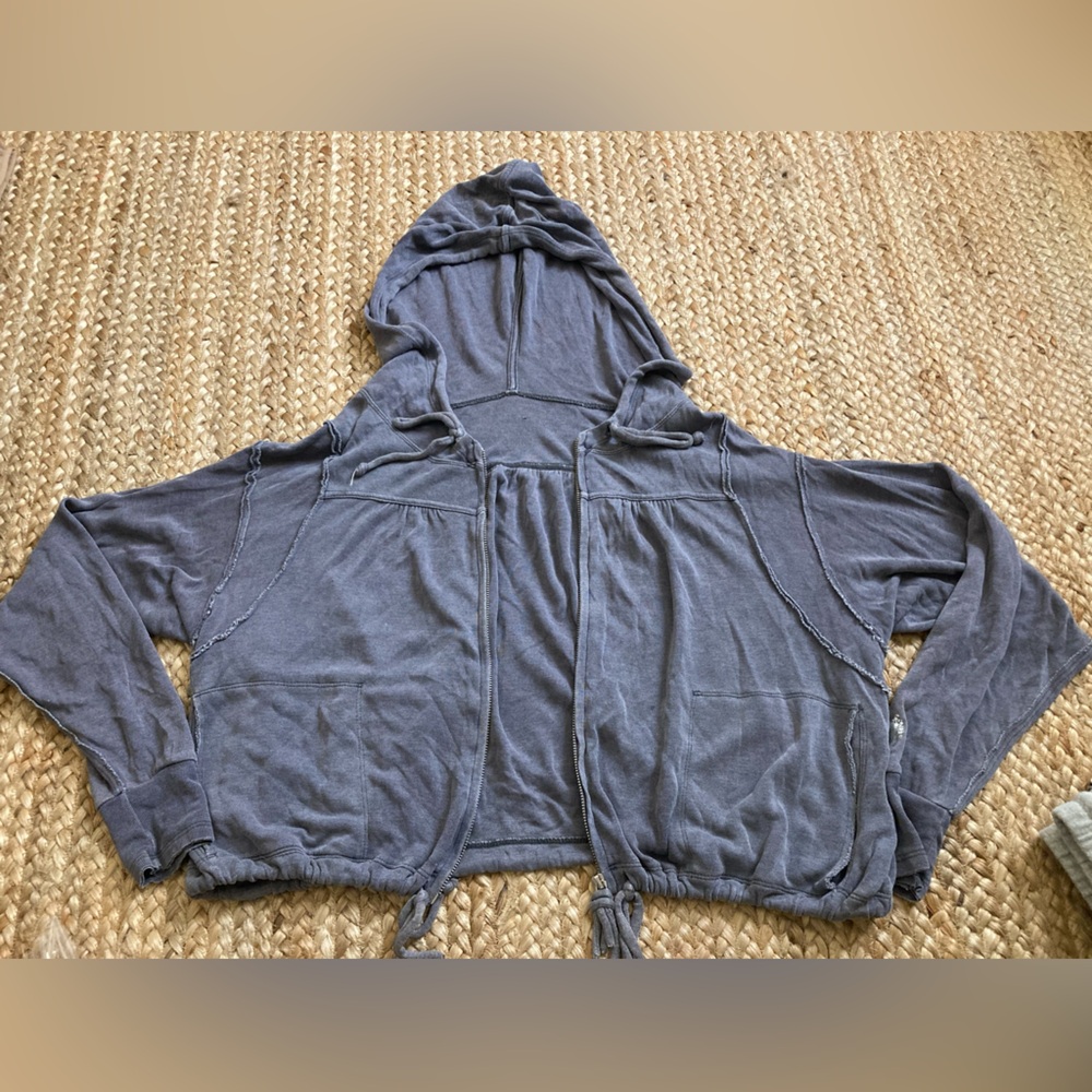 Free People zipper hoodie with adjustable bottom